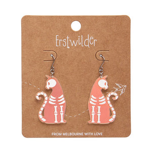 Bone Kitty Drop Earrings - Iridescent  -  Erstwilder Essentials  -  Quirky Resin and Enamel Accessories