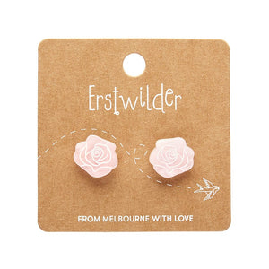 Eternal Rose Stud Earrings - Light Pink  -  Erstwilder Essentials  -  Quirky Resin and Enamel Accessories