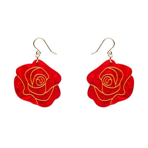 Eternal Rose Drop Earrings - Red  -  Erstwilder Essentials  -  Quirky Resin and Enamel Accessories