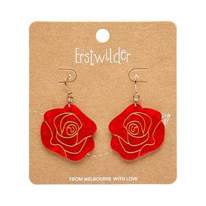 Eternal Rose Drop Earrings - Red  -  Erstwilder Essentials  -  Quirky Resin and Enamel Accessories