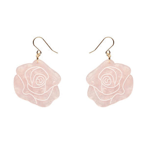 Eternal Rose Drop Earrings - Light Pink  -  Erstwilder Essentials  -  Quirky Resin and Enamel Accessories