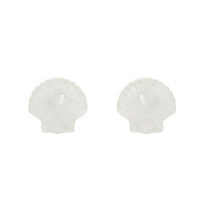 Sea Shell Stud Earrings - White  -  Erstwilder Essentials  -  Quirky Resin and Enamel Accessories