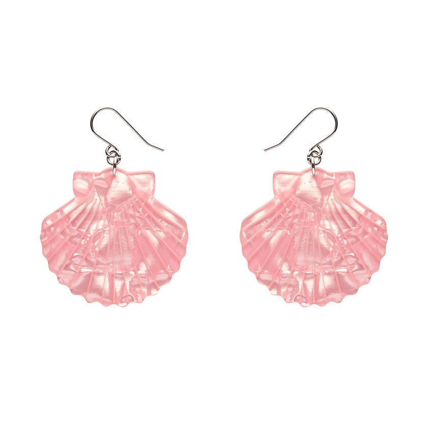 Sea Shell Drop Earrings - Pale Pink  -  Erstwilder Essentials  -  Quirky Resin and Enamel Accessories