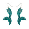 Mermaid Tail Drop Earrings - Aqua  -  Erstwilder Essentials  -  Quirky Resin and Enamel Accessories