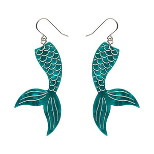 Mermaid Tail Drop Earrings - Aqua  -  Erstwilder Essentials  -  Quirky Resin and Enamel Accessories