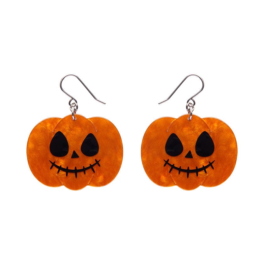 Jack O Lantern Drop Earrings - Orange  -  Erstwilder Essentials  -  Quirky Resin and Enamel Accessories