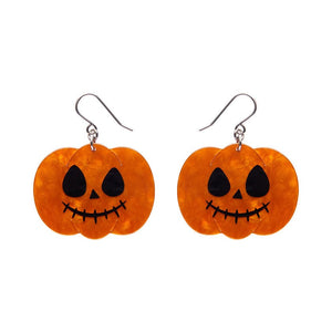 Jack O Lantern Drop Earrings - Orange  -  Erstwilder Essentials  -  Quirky Resin and Enamel Accessories