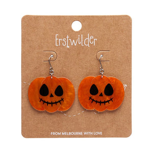 Jack O Lantern Drop Earrings - Orange  -  Erstwilder Essentials  -  Quirky Resin and Enamel Accessories