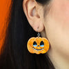Jack O Lantern Drop Earrings - Orange  -  Erstwilder Essentials  -  Quirky Resin and Enamel Accessories