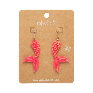 Mermaid Tail Drop Earrings - Hot Pink  -  Erstwilder Essentials  -  Quirky Resin and Enamel Accessories