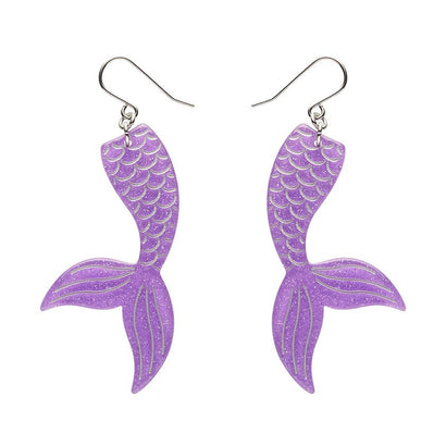 Mermaid Tail Drop Earrings - Violet  -  Erstwilder Essentials  -  Quirky Resin and Enamel Accessories