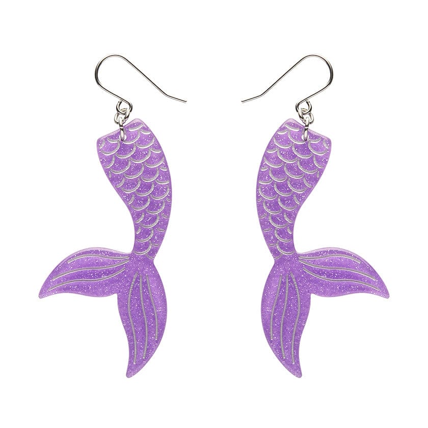 Mermaid Tail Drop Earrings - Violet  -  Erstwilder Essentials  -  Quirky Resin and Enamel Accessories