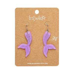 Mermaid Tail Drop Earrings - Violet  -  Erstwilder Essentials  -  Quirky Resin and Enamel Accessories