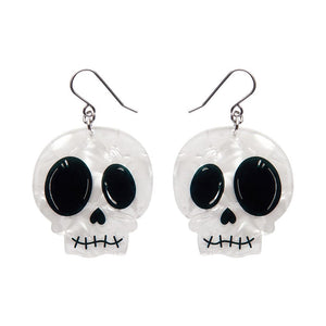 Skull Drop Earrings - White  -  Erstwilder Essentials  -  Quirky Resin and Enamel Accessories