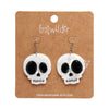 Skull Drop Earrings - White  -  Erstwilder Essentials  -  Quirky Resin and Enamel Accessories