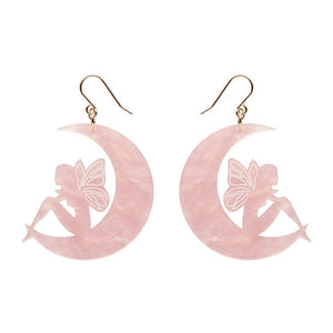 Fairy Moon Drop Earrings - Pink  -  Erstwilder Essentials  -  Quirky Resin and Enamel Accessories