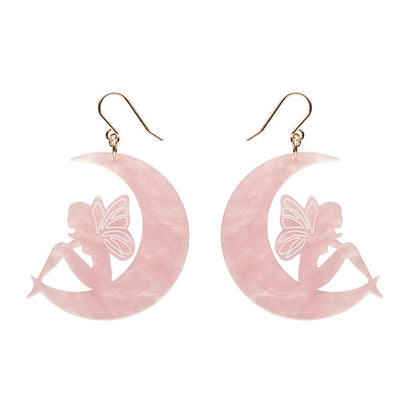 Fairy Moon Drop Earrings - Pink  -  Erstwilder Essentials  -  Quirky Resin and Enamel Accessories