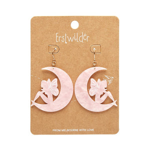 Fairy Moon Drop Earrings - Pink  -  Erstwilder Essentials  -  Quirky Resin and Enamel Accessories