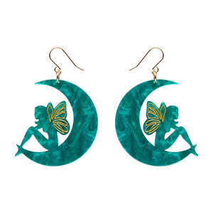 Fairy Moon Drop Earrings - Mint  -  Erstwilder Essentials  -  Quirky Resin and Enamel Accessories