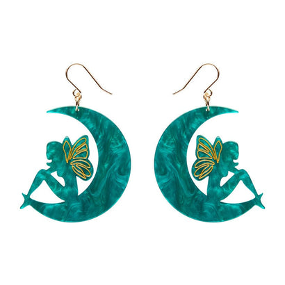 Fairy Moon Drop Earrings - Mint  -  Erstwilder Essentials  -  Quirky Resin and Enamel Accessories