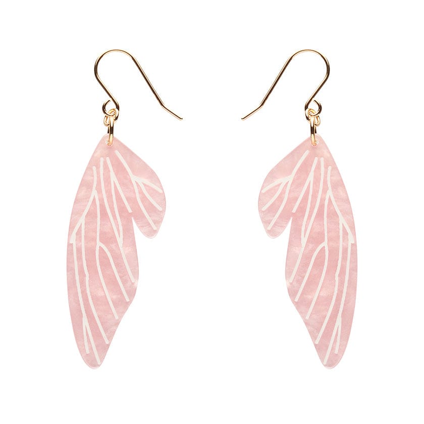 Fairy Wings Drop Earrings - Pink  -  Erstwilder Essentials  -  Quirky Resin and Enamel Accessories