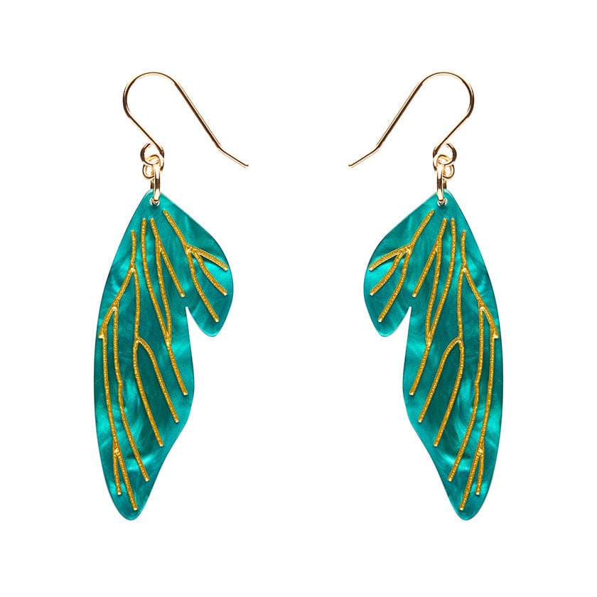 Fairy Wings Drop Earrings - Mint  -  Erstwilder Essentials  -  Quirky Resin and Enamel Accessories