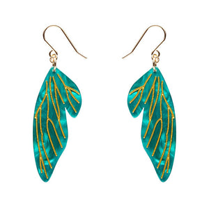 Fairy Wings Drop Earrings - Mint  -  Erstwilder Essentials  -  Quirky Resin and Enamel Accessories