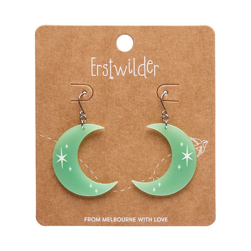 Crescent moon drop earrings sales
