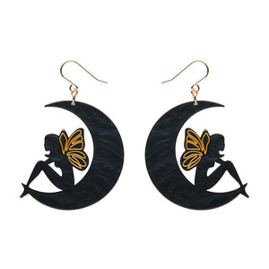 Fairy Moon Drop Essential Earrings - Black  -  Erstwilder Essentials  -  Quirky Resin and Enamel Accessories