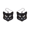 Black Cat Drop Earrings - Black  -  Erstwilder Essentials  -  Quirky Resin and Enamel Accessories