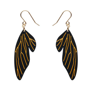 Fairy Wing Drop Essential Earrings - Black  -  Erstwilder Essentials  -  Quirky Resin and Enamel Accessories