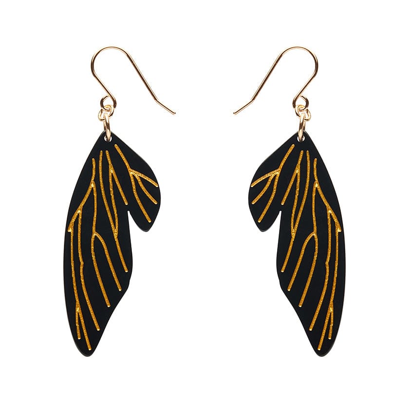 Fairy Wing Drop Essential Earrings - Black  -  Erstwilder Essentials  -  Quirky Resin and Enamel Accessories