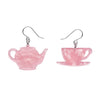 Tea Set Drop Earrings - Pink  -  Erstwilder Essentials  -  Quirky Resin and Enamel Accessories