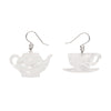 Tea Set Drop Earrings - White  -  Erstwilder Essentials  -  Quirky Resin and Enamel Accessories