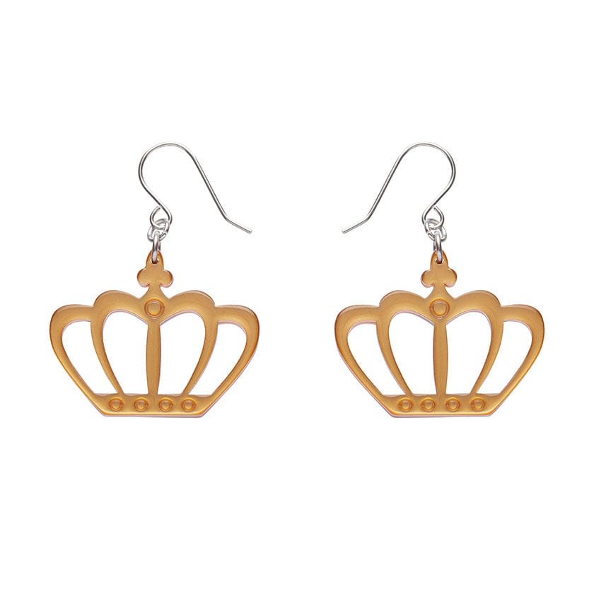 Royal Crown Drop Earrings - Gold  -  Erstwilder Essentials  -  Quirky Resin and Enamel Accessories