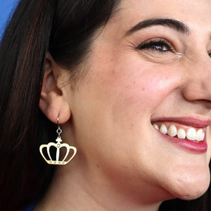 Royal Crown Drop Earrings - Gold  -  Erstwilder Essentials  -  Quirky Resin and Enamel Accessories