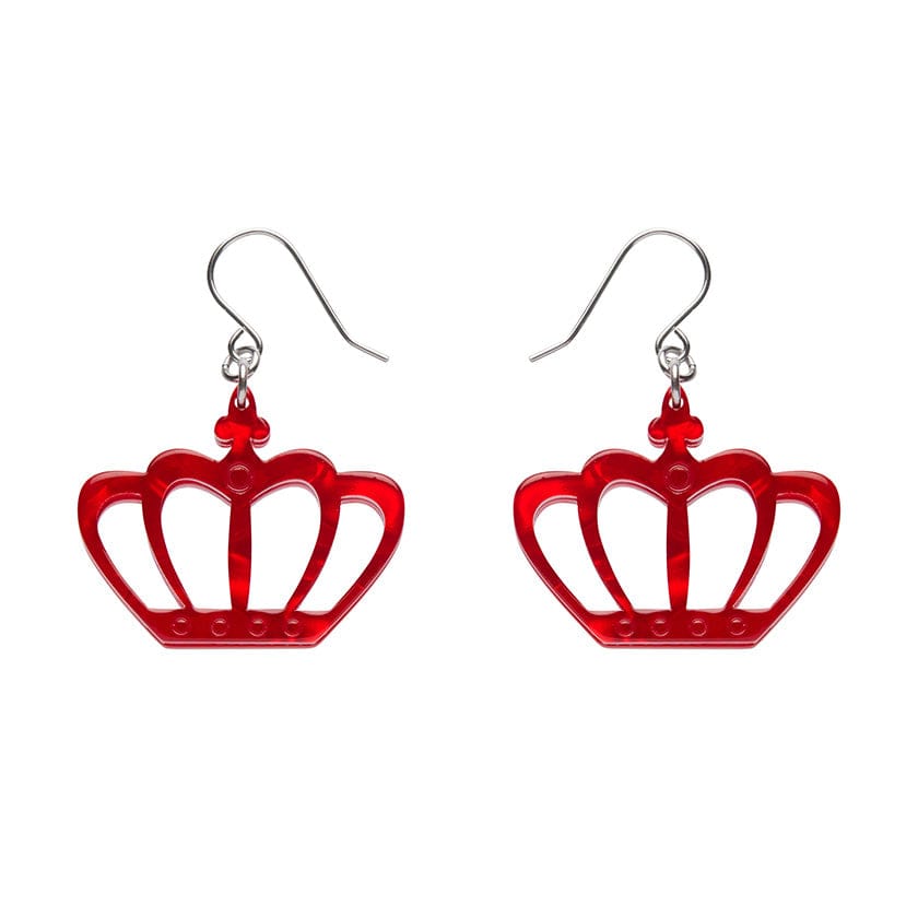 Royal Crown Drop Earrings - Red  -  Erstwilder Essentials  -  Quirky Resin and Enamel Accessories