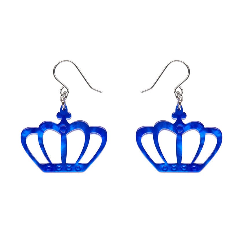 Royal Crown Drop Earrings - Blue  -  Erstwilder Essentials  -  Quirky Resin and Enamel Accessories