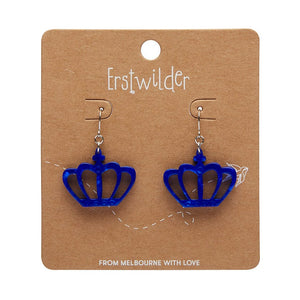 Royal Crown Drop Earrings - Blue  -  Erstwilder Essentials  -  Quirky Resin and Enamel Accessories