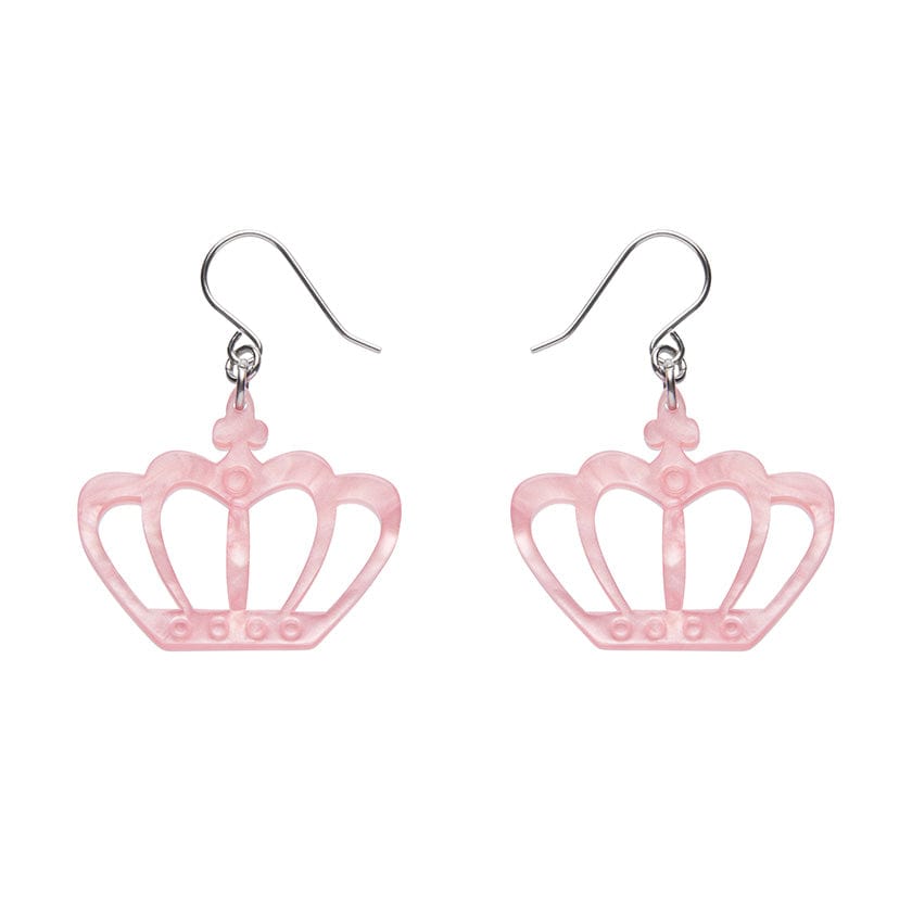Royal Crown Drop Earrings - Pink  -  Erstwilder Essentials  -  Quirky Resin and Enamel Accessories
