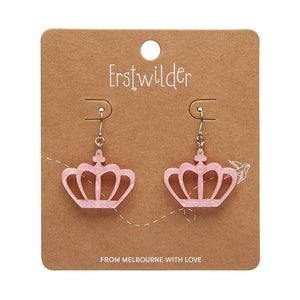 Royal Crown Drop Earrings - Pink  -  Erstwilder Essentials  -  Quirky Resin and Enamel Accessories