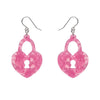 Heart Locket Ripple Drop Earrings - Pink  -  Erstwilder Essentials  -  Quirky Resin and Enamel Accessories