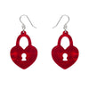 Heart Locket Ripple Drop Earrings - Red  -  Erstwilder Essentials  -  Quirky Resin and Enamel Accessories