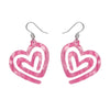 Heart Maze Ripple Drop Earrings - Pink