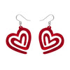 Heart Maze Ripple Drop Earrings - Red  -  Erstwilder Essentials  -  Quirky Resin and Enamel Accessories