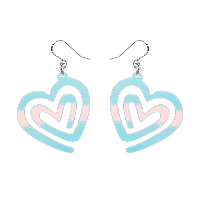 Heart Maze Drop Earrings - Iridescent  -  Erstwilder Essentials  -  Quirky Resin and Enamel Accessories