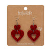 Double Heart Ripple Drop Earrings - Red  -  Erstwilder Essentials  -  Quirky Resin and Enamel Accessories