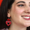 Double Heart Ripple Drop Earrings - Red  -  Erstwilder Essentials  -  Quirky Resin and Enamel Accessories