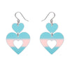 Double Heart Drop Earrings - Iridescent  -  Erstwilder Essentials  -  Quirky Resin and Enamel Accessories