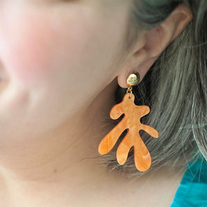 Coral Ripple Glitter Drop Earrings - Orange  -  Erstwilder Essentials  -  Quirky Resin and Enamel Accessories